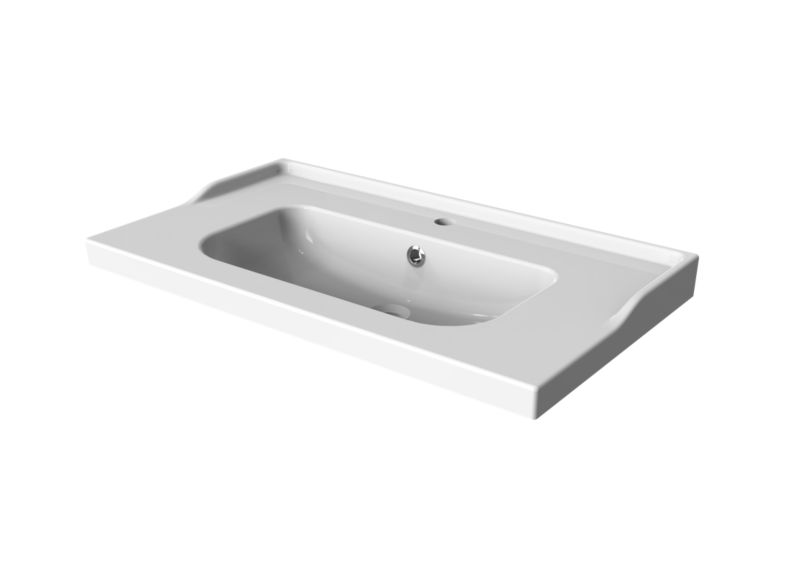 Umywalka ceramiczna GoodHome Lana 81,4 cm z syfonem