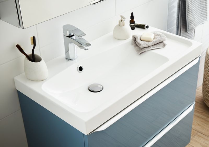Umywalka konglomeratowa GoodHome Mila 80 cm z syfonem