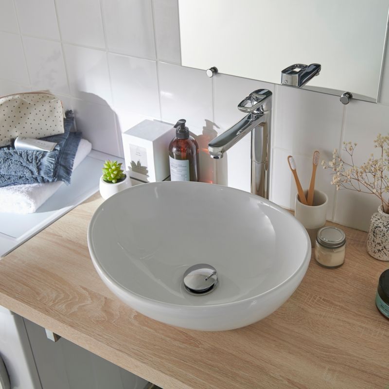 Umywalka nablatowa ceramiczna GoodHome Nessa 40 x 33 cm biała