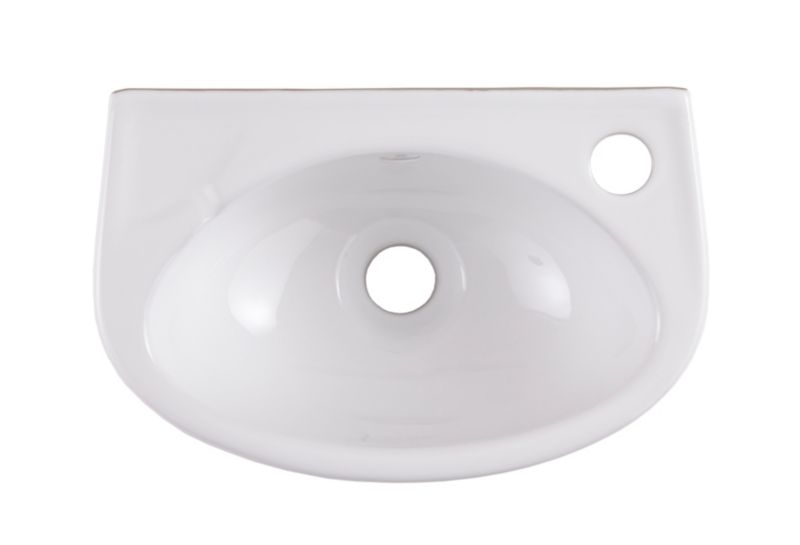 Umywalka ścienna ceramiczna GoodHome Bori 35 x 23 cm biała z otworem na armaturę