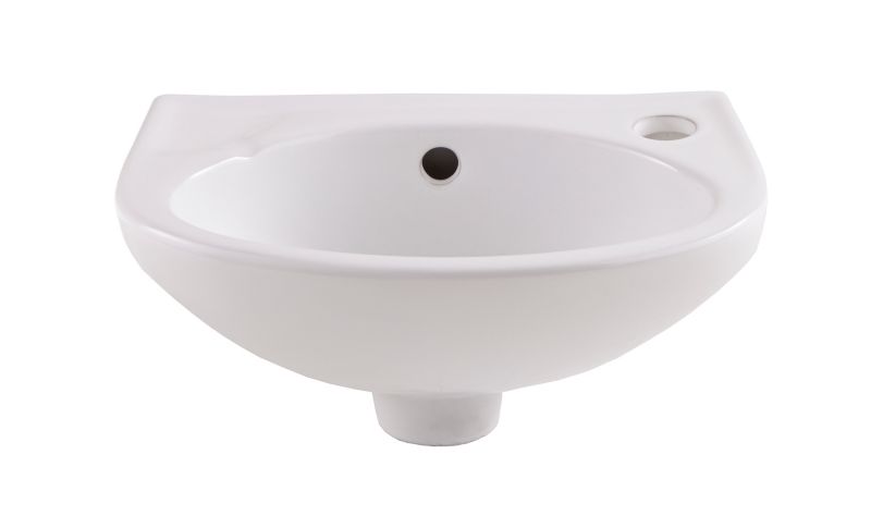 Umywalka ścienna ceramiczna GoodHome Bori 35 x 23 cm biała z otworem na armaturę