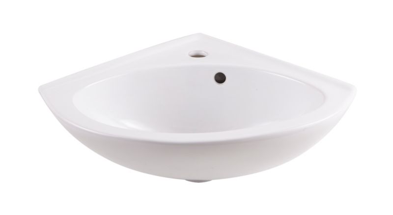 Umywalka ścienna ceramiczna GoodHome Vedi 38,5 x 38,5 cm z otworem na armaturę biała