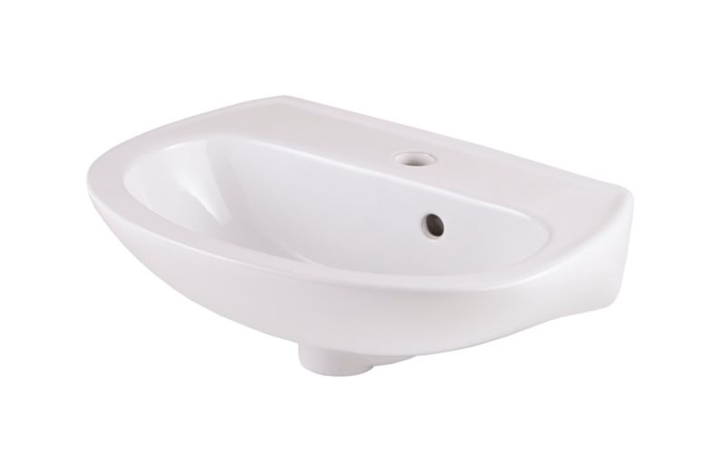 Umywalka ścienna ceramiczna GoodHome Zuari 45 x 34 cm biała z otworem na armaturę