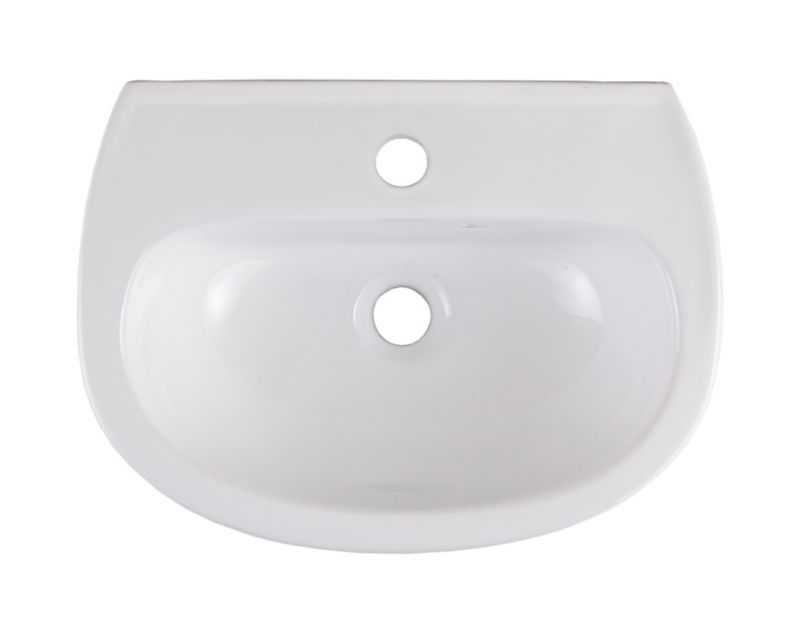 Umywalka ścienna ceramiczna GoodHome Zuari 45 x 34 cm biała z otworem na armaturę