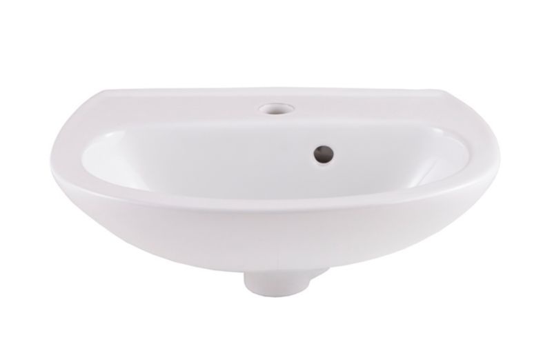 Umywalka ścienna ceramiczna GoodHome Zuari 45 x 34 cm biała z otworem na armaturę