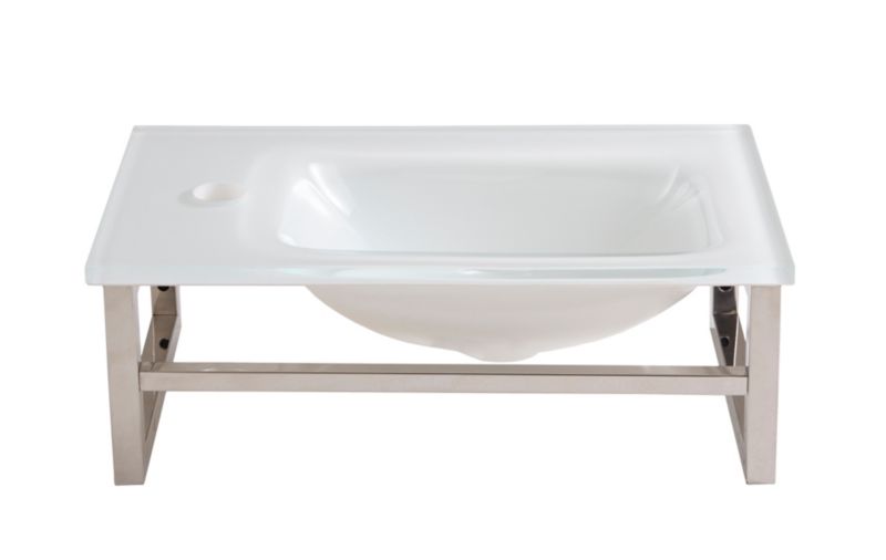 Umywalka ścienna szklana GoodHome Tapti 45 x 26 cm biała z otworem na armaturę