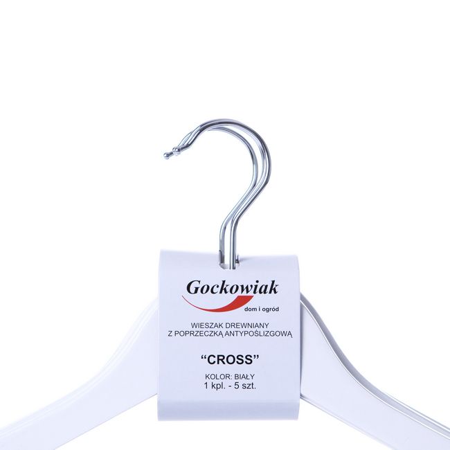Wieszak drewniany Cross biały 5 szt