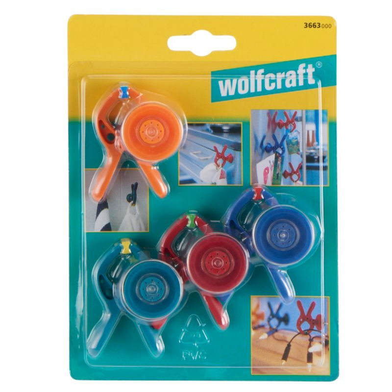 Zaciski sprężynowe Wolfcraft z ssawkami 4 szt