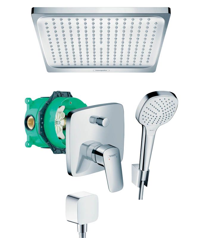 Zestaw prysznicowy podtynkowy Hansgrohe MyCube śr. 24 cm 2-funkcyjny z baterią
