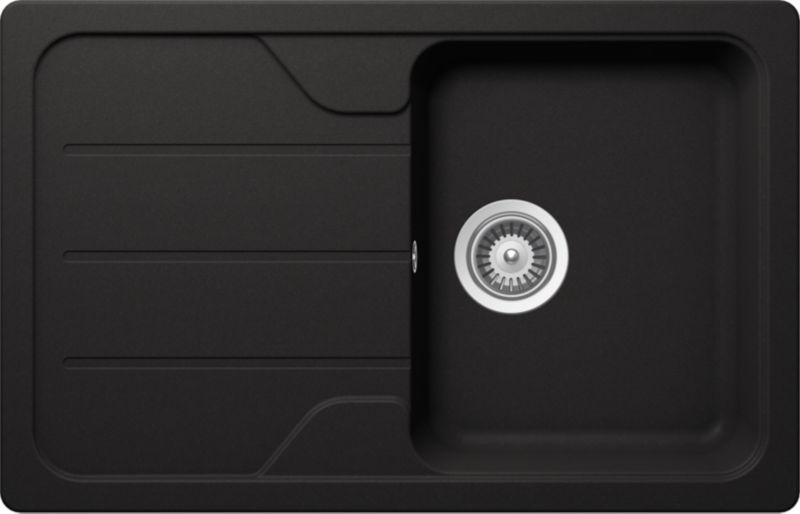 Zlewozmywak granitowy GoodHome Arber 1-komorowy z ociekaczem czarny