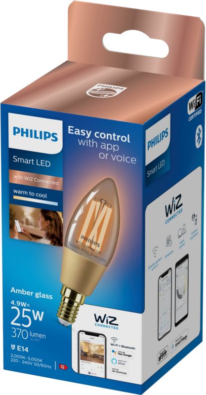 Żarówka LED Smart Philips C35 E14 2000/5000 K amber