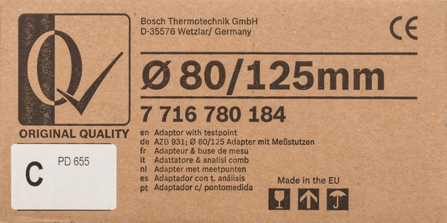Adapter koncentryczny O80/125 do Cerapur Midi AZB931  BOSCH - JUNKERS