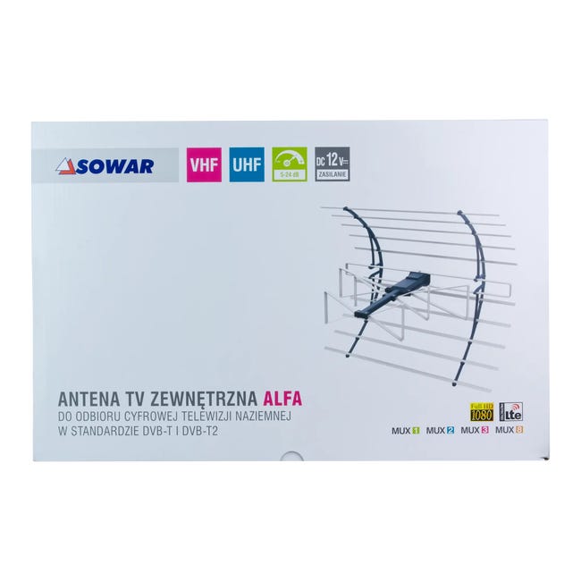 Antena zewnętrzna DVB-T/DVB-T2, VHF/UHF SOWAR