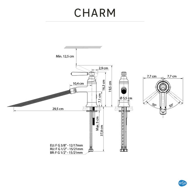 Bateria bidetowa chrom Charm Sensea