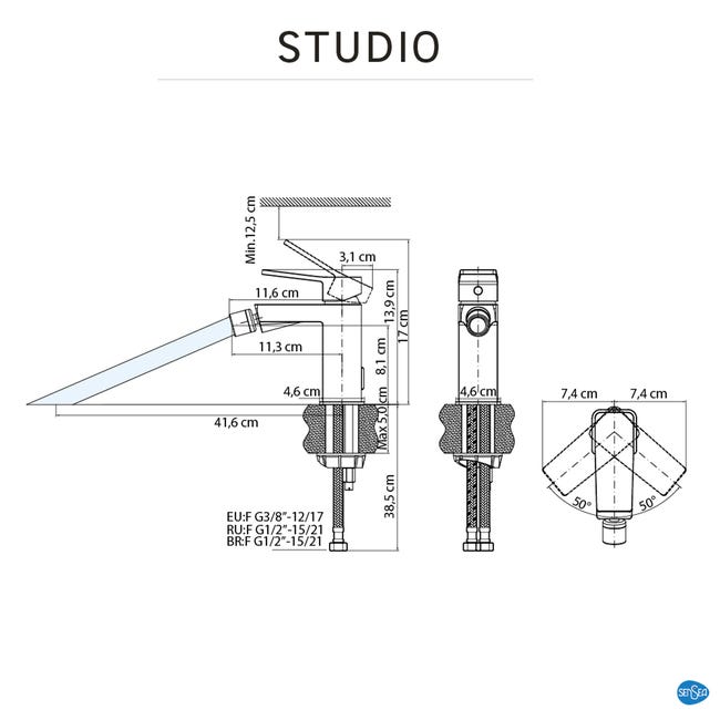 Bateria bidetowa chrom Studio Sensea