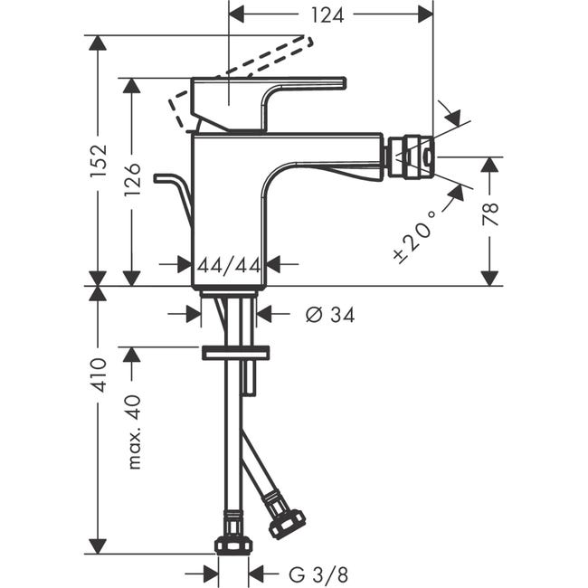 Bateria bidetowa czarna Shape Hansgrohe