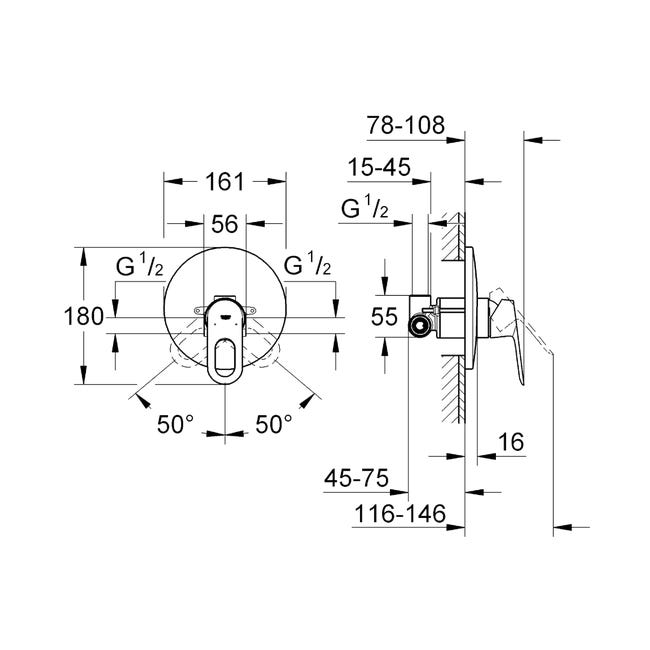 Bateria podtynkowa chrom Bauloop Grohe