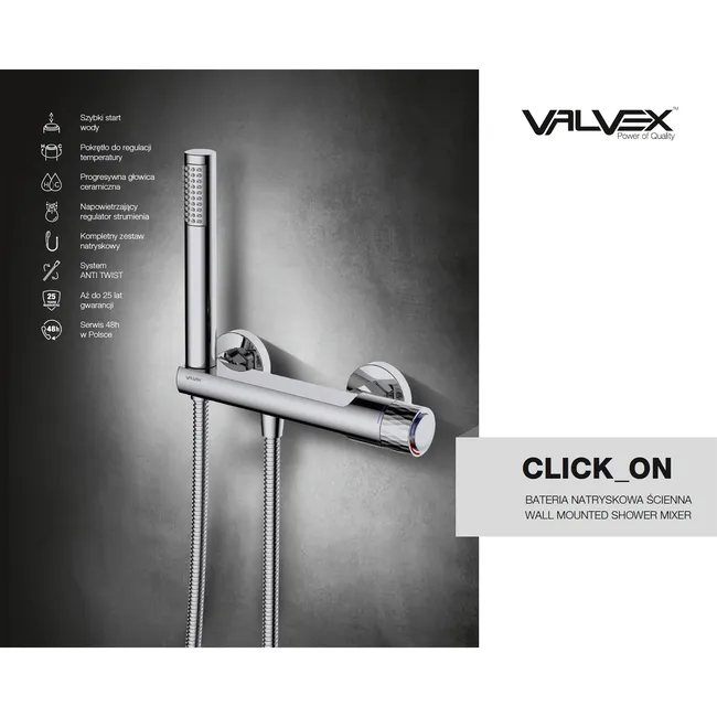 Bateria prysznicowa chrom Click On Valvex