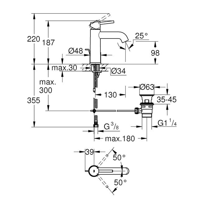 Bateria umywalkowa chrom Clova Classic Grohe