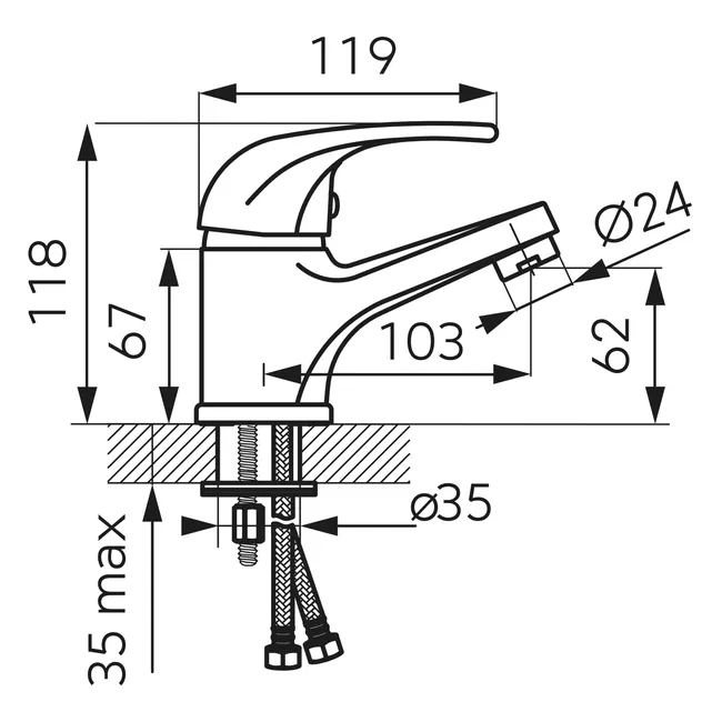 Bateria umywalkowa chrom Elsa Ecologica Ferro