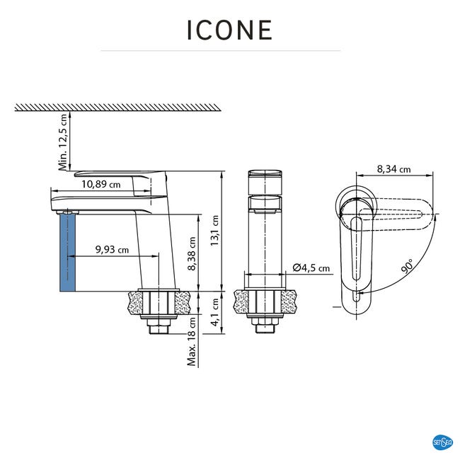 Bateria umywalkowa chrom Icone zimna woda Sensea
