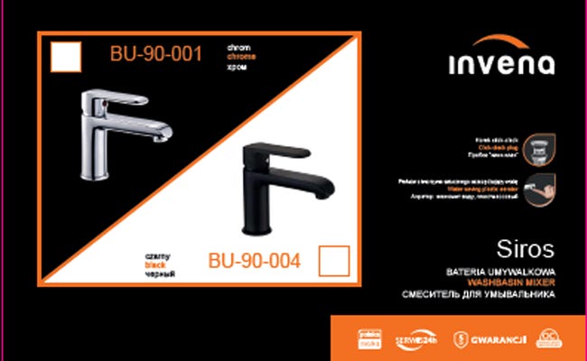 Bateria umywalkowa chrom Siros Invena