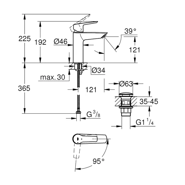 Bateria umywalkowa chrom Start 2021 M QuickFix Grohe