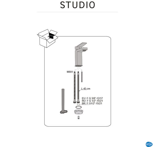Bateria umywalkowa chrom Studio Sensea