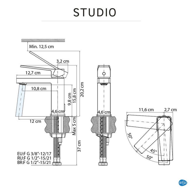 Bateria umywalkowa chrom Studio Sensea