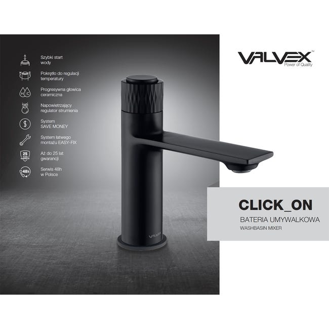 Bateria umywalkowa czarna Click On Valvex