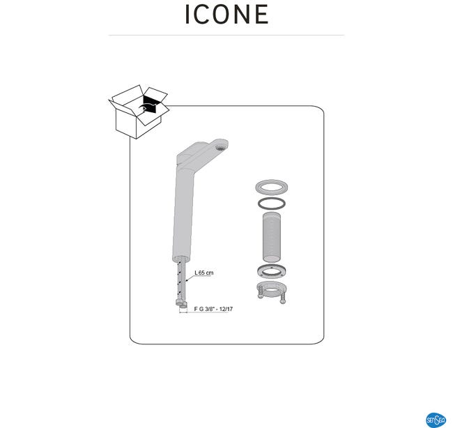 Bateria umywalkowa czarna Icone Sensea