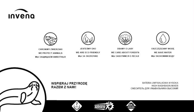 Bateria umywalkowa czarna Stone Invena