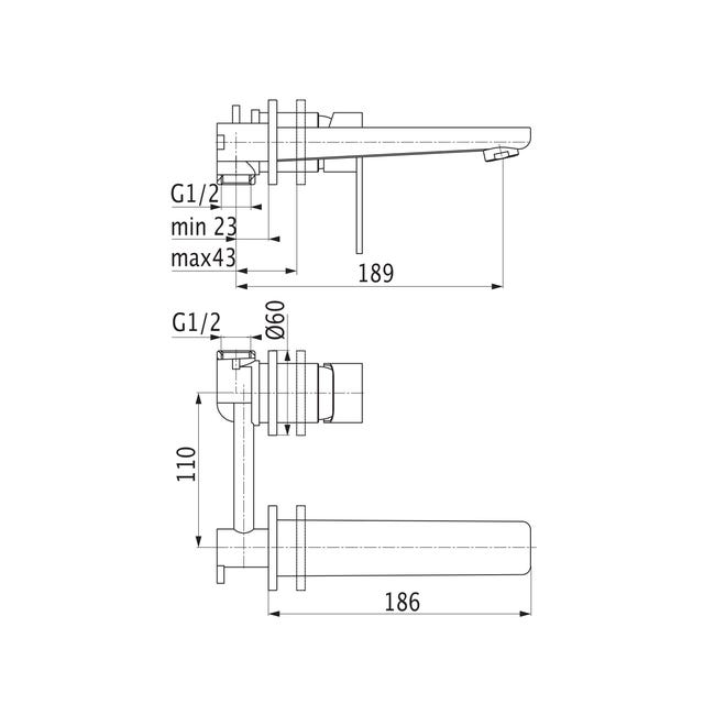 Bateria umywalkowa podtynkowa black Remo Valvex