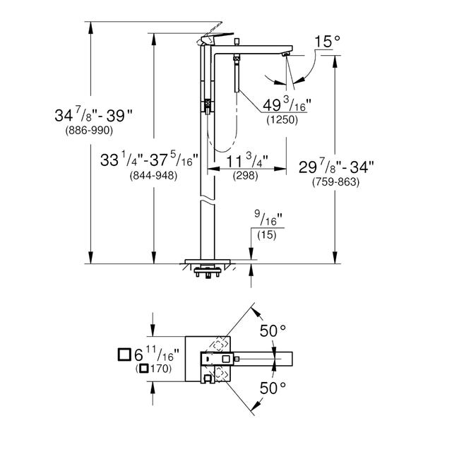 Bateria wannowa Eurocube Grohe