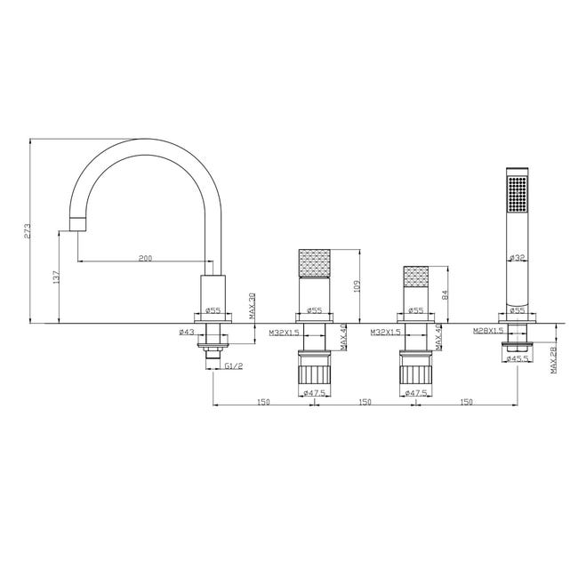 Bateria wannowa Ove BJV303/1B-R25 Sea-Horse