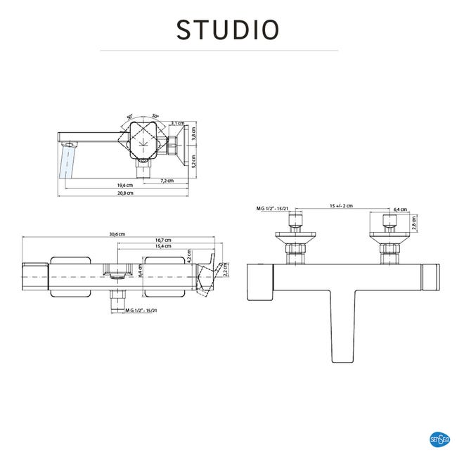 Bateria wannowa chrom Studio Sensea