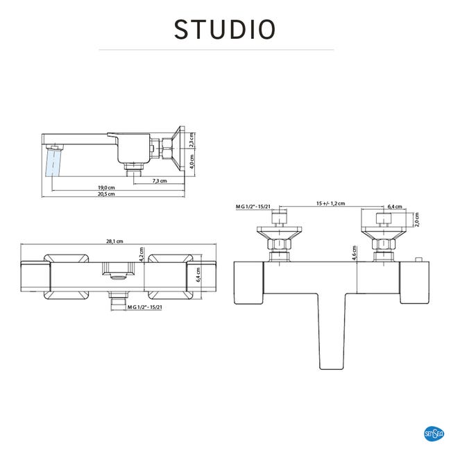 Bateria wannowa chrom termostatyczna Studio Sensea