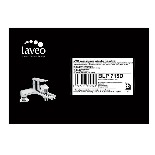 Bateria wannowa czarna Appia 2-otworowa Laveo