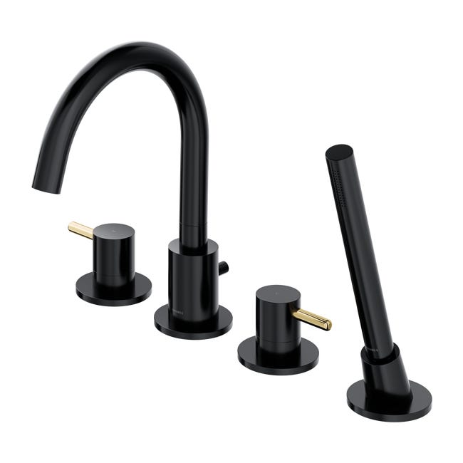 Bateria wannowa czarna Simplon 4-otworowa Omnires