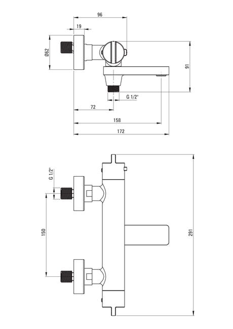 Bateria wannowa termostatyczna chrom Cejlo Deante
