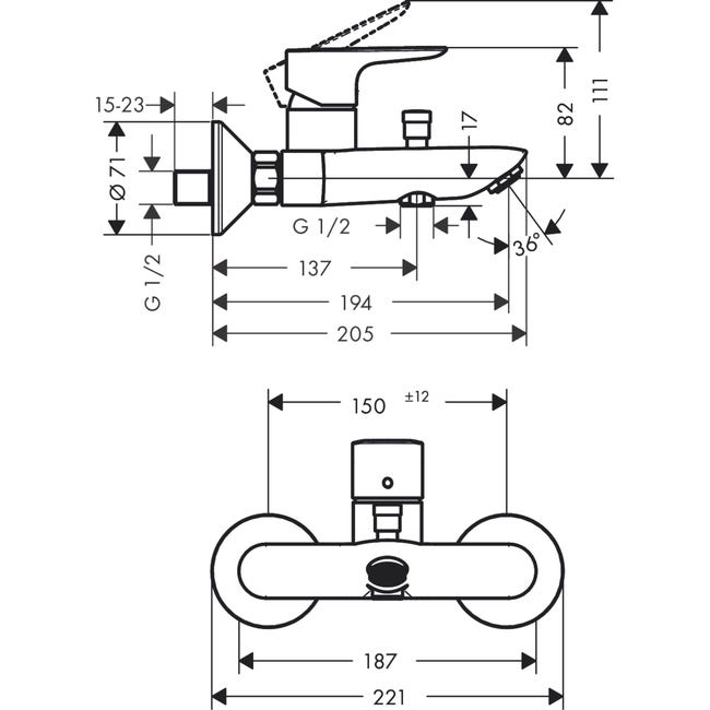 Bateria wannowa złota Talis Hansgrohe