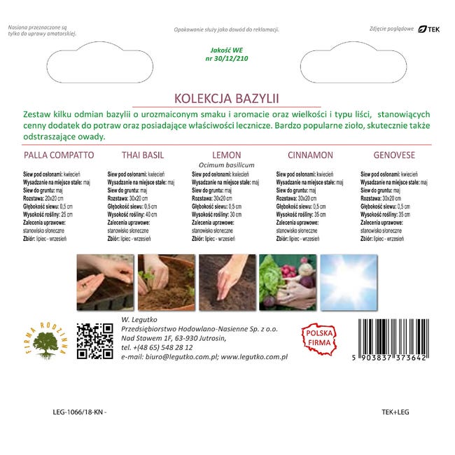 Bazylia kolekcja nasiona tradycyjne W.Legutko