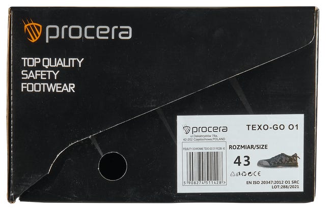 Bezpieczne półbuty robocze Texo Go O1 r. 45 PROCERA