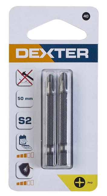 Bity do wkrętarki PH2 50 mm 2 szt. DEXTER