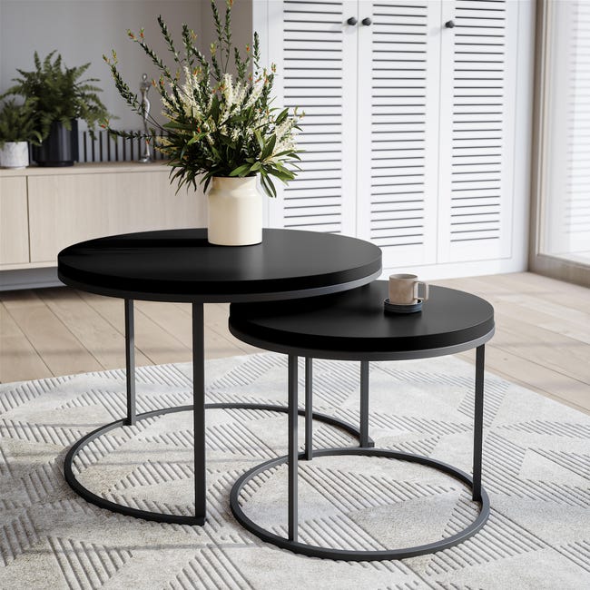 Blat do stolika laminowany okrągły czarny 68 cm Kolm