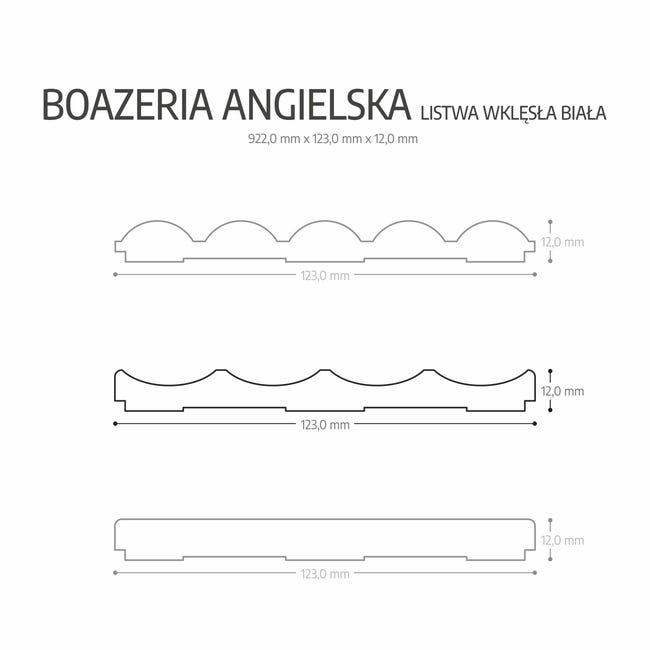 Boazeria angielska MDF biała listwa wklęsła Fllow