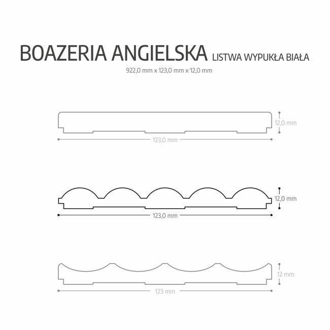 Boazeria angielska MDF biała listwa wypukła Fllow