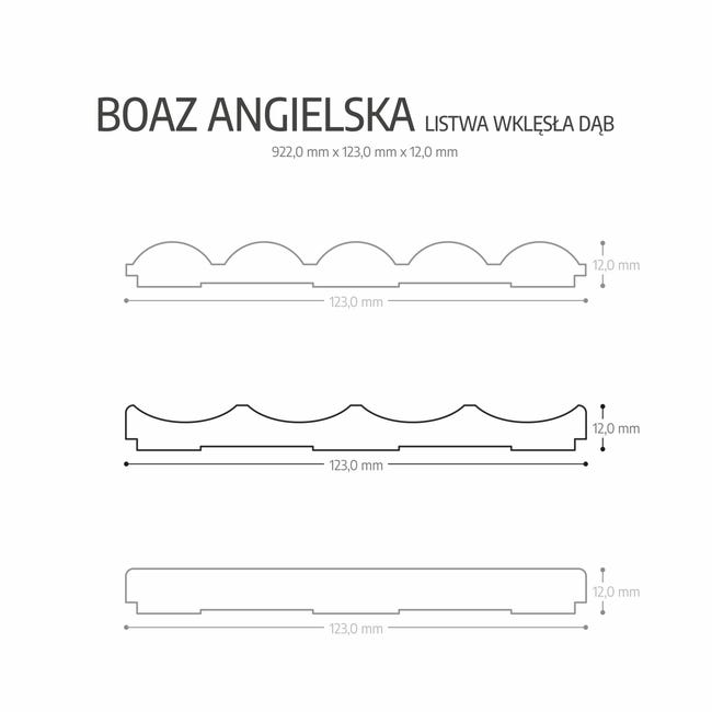 Boazeria angielska MDF dąb listwa wklęsła Fllow