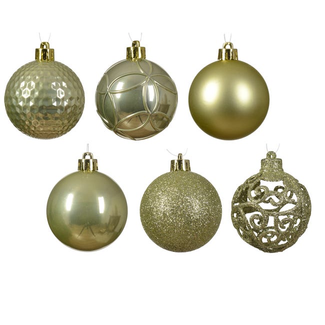 Bombki plastikowe 6cm pistacjowe różne wzory