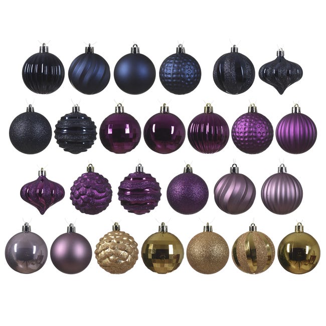 Bombki plastikowe 7cm różne kolory wzory mix